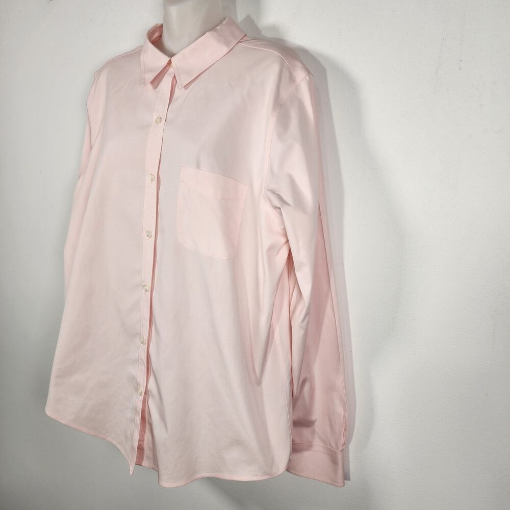 LL Bean Wrinkle-Free Pinpoint Oxford Shirt Large Long-Sleeve Blush Pink Cotton L - Picture 5 of 8
